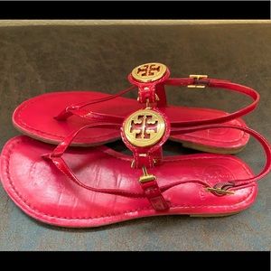 Tory Burch Red Sandals with Gold Accents